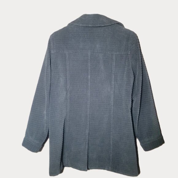 Jones New York Signature Corduroy Gray Button-Up Women's Peacoat - Size S - Picture 4 of 15